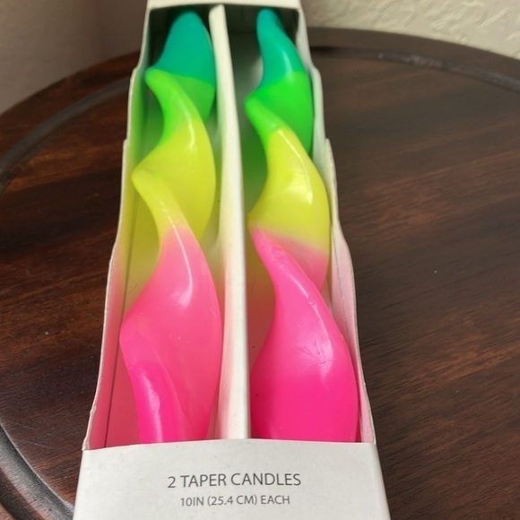 Bouffants & Broken Hearts: 2 multicolored Taper Candles- 10 inches - Picture 6 of 8